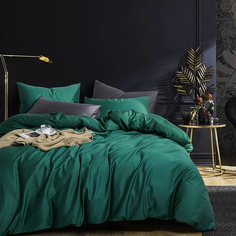 CloudBliss™ Satin Touch Bedding Set – 4-Piece Soft Luxe Collection Dark green / 1.5m bed fourpiece set by Simple Homes