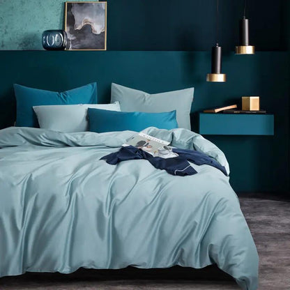 CloudBliss™ Satin Touch Bedding Set – 4-Piece Soft Luxe Collection Light Blue / 1.5m bed fourpiece set by Simple Homes