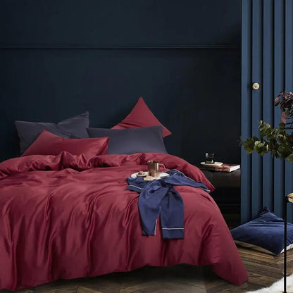 CloudBliss™ Satin Touch Bedding Set – 4-Piece Soft Luxe Collection Wine Red / 1.5m bed fourpiece set by Simple Homes