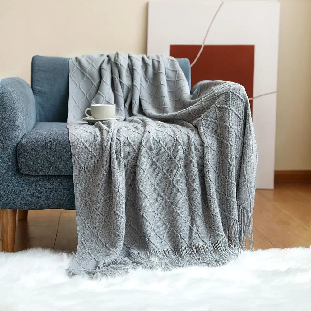CloudSoft Knitted Throw – Four Seasons Comfort Light Grey / 130x200cm by Simple Homes