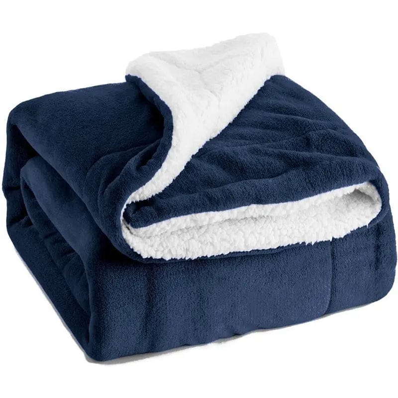 CloudSoft Luxe – Reversible Fleece Throw Blanket (130×160 cm) Tibetan blue / 130X160cm by Simple Homes