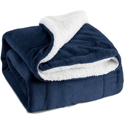 CloudSoft Luxe – Reversible Fleece Throw Blanket (130×160 cm) Tibetan blue / 130X160cm by Simple Homes