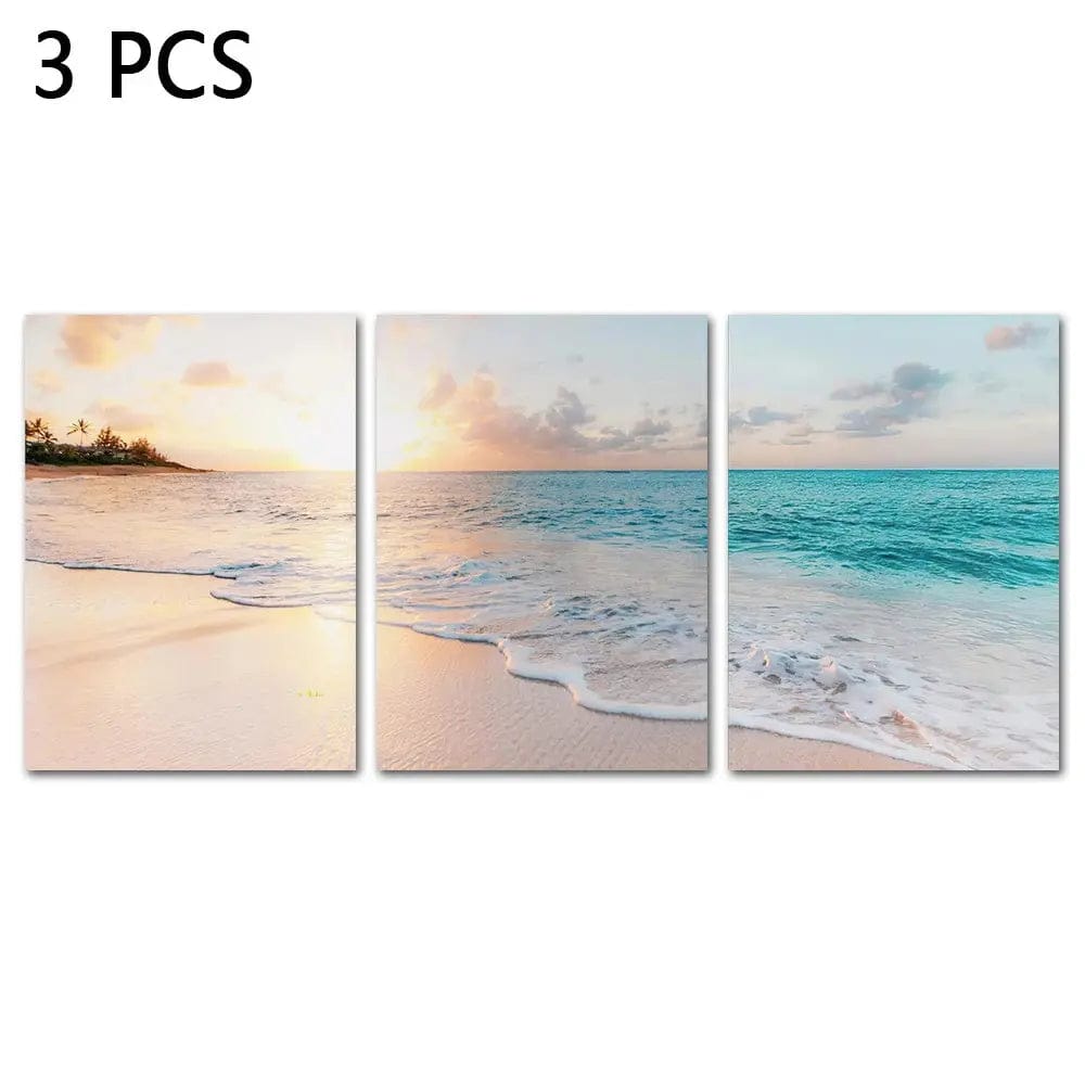 Coastal Tranquility – 3-Piece Ocean Canvas Wall Art Set As Shown In The Figure / 40x60cm by Simple Homes
