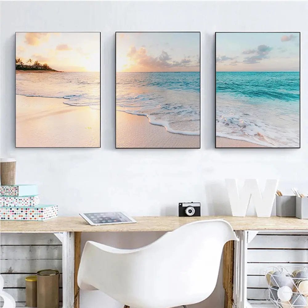 Coastal Tranquility – 3-Piece Ocean Canvas Wall Art Set As Shown In The Figure / 40x60cm by Simple Homes