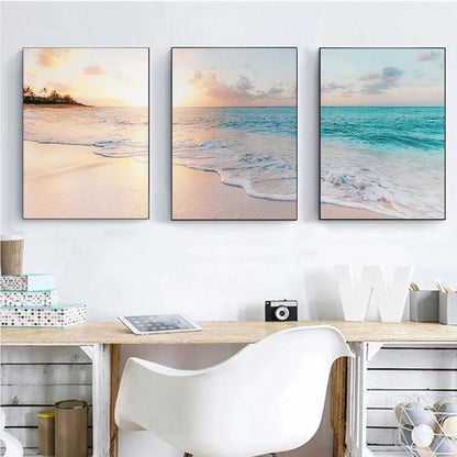 Coastal Tranquility – 3-Piece Ocean Canvas Wall Art Set As Shown In The Figure / 40x60cm by Simple Homes