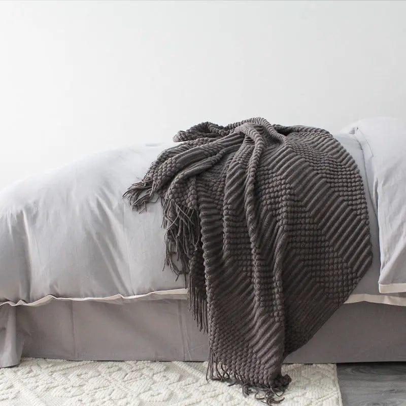 CozyWaffle Textured Throw Dark grey by Simple Homes