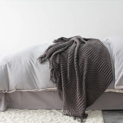CozyWaffle Textured Throw Dark grey by Simple Homes