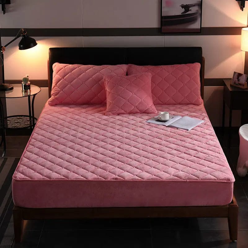 Crystal Velvet Quilted Bed Cover – Thick Padded Comfort & Elegant Shine Pink / 48x74cm by Simple Homes