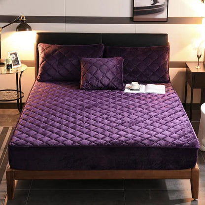 Crystal Velvet Quilted Bed Cover – Thick Padded Comfort & Elegant Shine Purple / 48x74cm by Simple Homes
