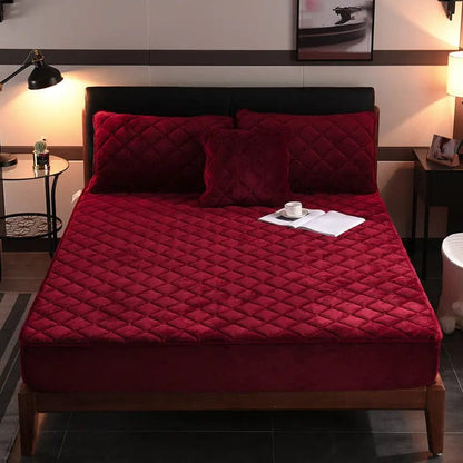 Crystal Velvet Quilted Bed Cover – Thick Padded Comfort & Elegant Shine Red / 48x74cm by Simple Homes