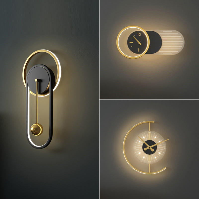 Nordic Minimalist Modern Halo LED Wall Clock Lamp – Dual-Light Decorative Wall Fixture