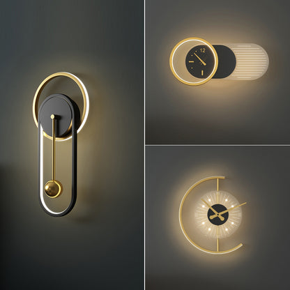 Nordic Minimalist Modern Halo LED Wall Clock Lamp – Dual-Light Decorative Wall Fixture