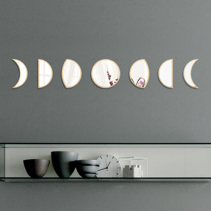 LunaPhases™ Nordic Mirror Wall Stickers – Moon Cycle Acrylic Decor Set