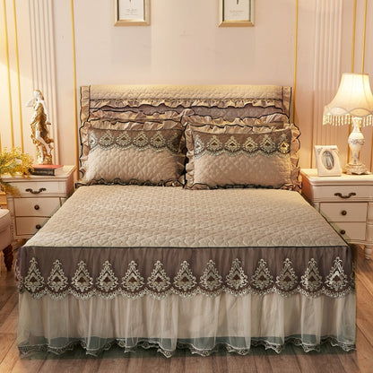 Elegant Skirted Non-Slip Bed Cover Set