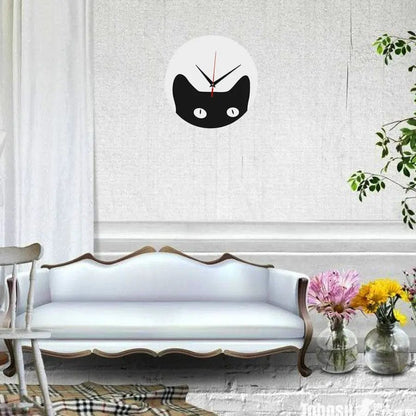 Decorative Quartz Mirror Wall Clock – DIY Cat Design Black white by Simple Homes