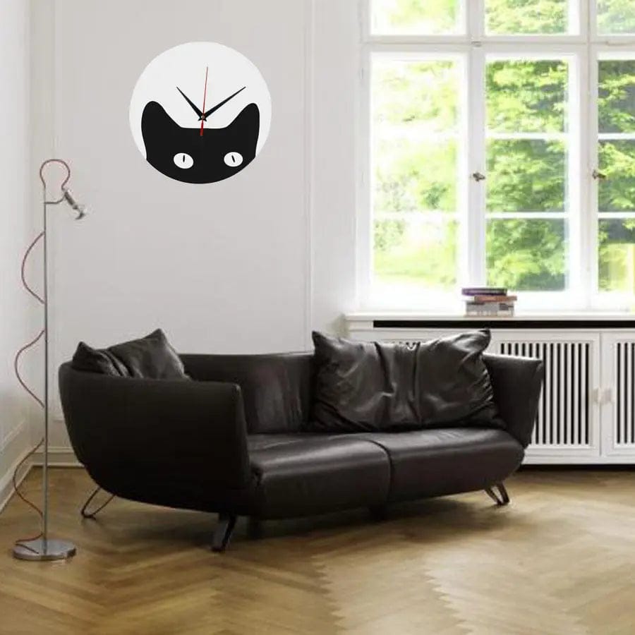Decorative Quartz Mirror Wall Clock – DIY Cat Design Black white by Simple Homes