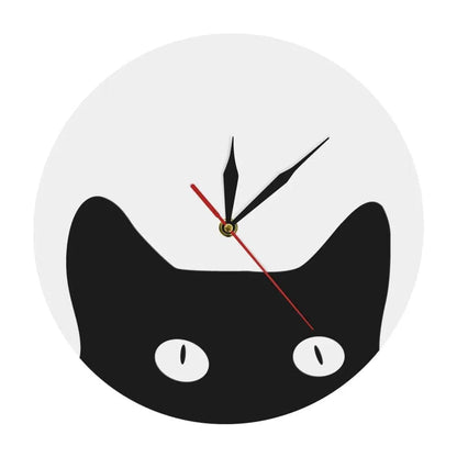 Decorative Quartz Mirror Wall Clock – DIY Cat Design Black white by Simple Homes