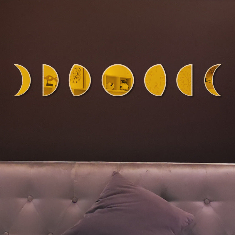 LunaPhases™ Nordic Mirror Wall Stickers – Moon Cycle Acrylic Decor Set