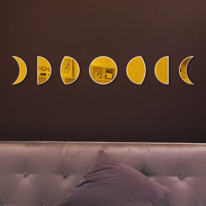 LunaPhases™ Nordic Mirror Wall Stickers – Moon Cycle Acrylic Decor Set