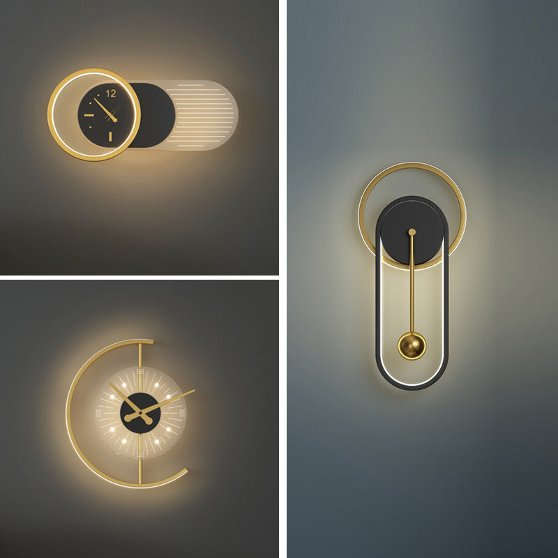 Nordic Minimalist Modern Halo LED Wall Clock Lamp – Dual-Light Decorative Wall Fixture