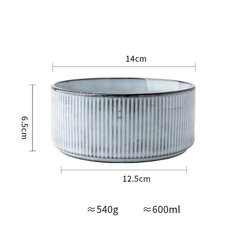 Echo Form – Artisan Glaze Porcelain Bowls 5.5inch vertical striped bowl by Simple Homes