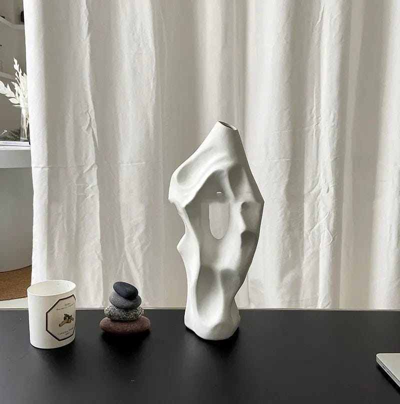 Eclipse Ceramic Sculpture White by Simple Homes