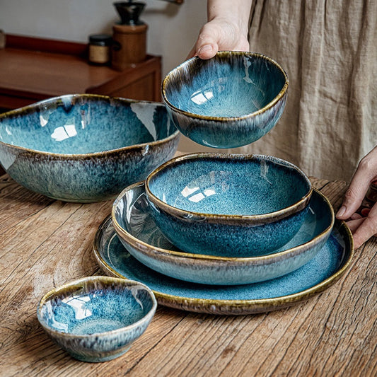 Ocean Glaze – Irregular Ceramic Bowl & Plate Collection
