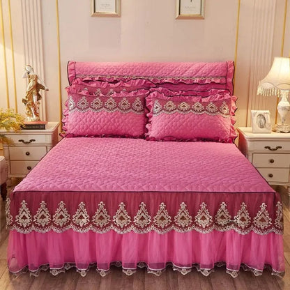 Elegant Skirted Non-Slip Bed Cover Set Light Sha Man Dance Bean Past / 120x200 / Pillowcase bedside cover bed by Simple Homes