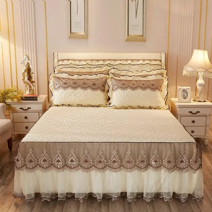 Elegant Skirted Non-Slip Bed Cover Set Light Sha Man Dance Beige / 120x200 / Pillowcase bedside cover bed by Simple Homes