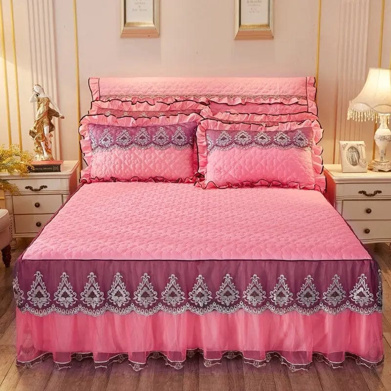 Elegant Skirted Non-Slip Bed Cover Set Light Sha Man Dance Pink Jade / 120x200 / Pillowcase bedside cover bed by Simple Homes