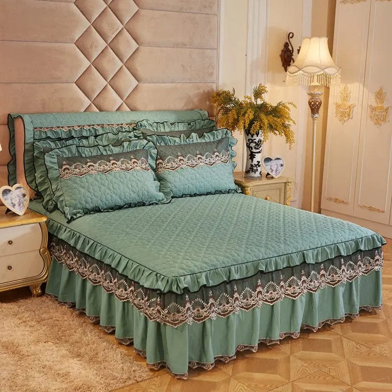 Elegant Skirted Non-Slip Bed Cover Set Menglian Xinyu Fruit green / 120x200 / Pillowcase bedside cover bed by Simple Homes