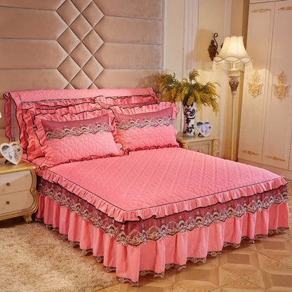 Elegant Skirted Non-Slip Bed Cover Set Menglian Xinyu pink jade / 120x200 / Pillowcase bedside cover bed by Simple Homes