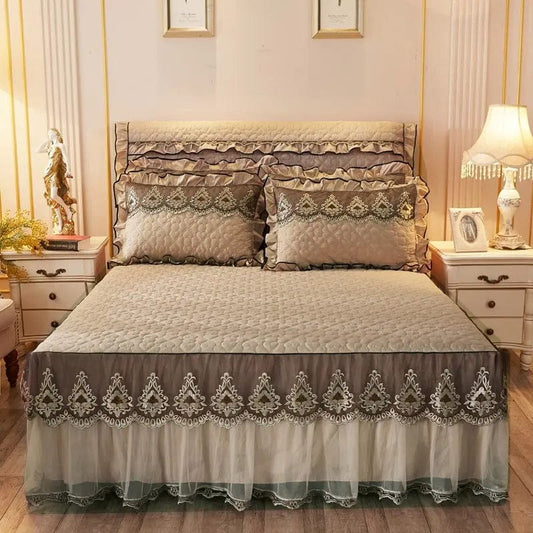 Elegant Skirted Non-Slip Bed Cover Set by Simple Homes