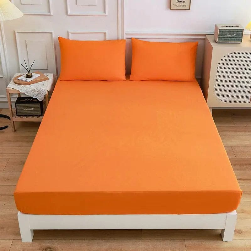 Essential Colors Fitted Sheet & Pillowcase Set Orange / Pillow case 1pair by Simple Homes