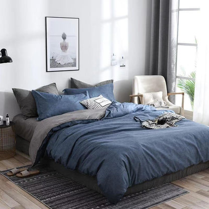 Geometric Pattern Quilt Cover Set with Pillowcases – Antibacterial Ramie Bedding