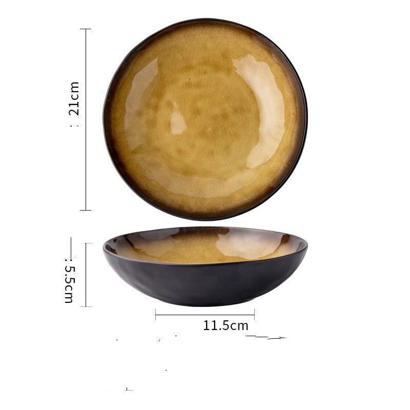Retro Glazed Ceramic Bowl – Japanese Porcelain Noodle, Salad & Soup Bowl