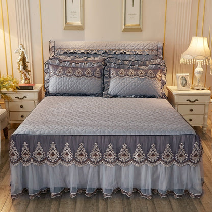 Elegant Skirted Non-Slip Bed Cover Set