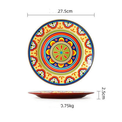 Fiesta Bloom Hand-Painted Ceramic Bowl & Tableware Collection 10.8inch large plate by Simple Homes