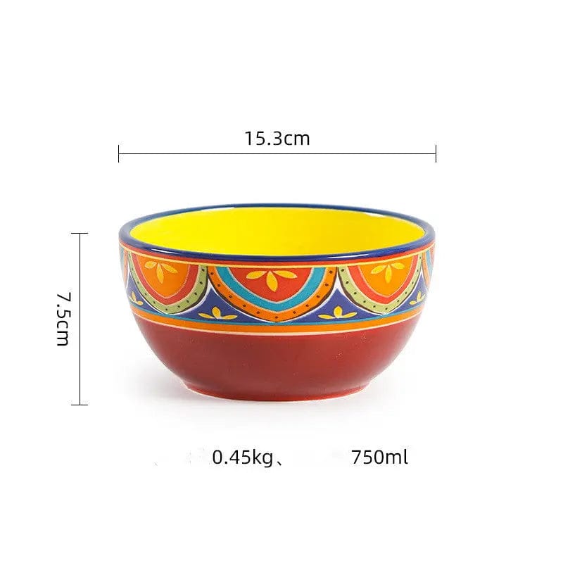 Fiesta Bloom Hand-Painted Ceramic Bowl & Tableware Collection 6inch bowl by Simple Homes