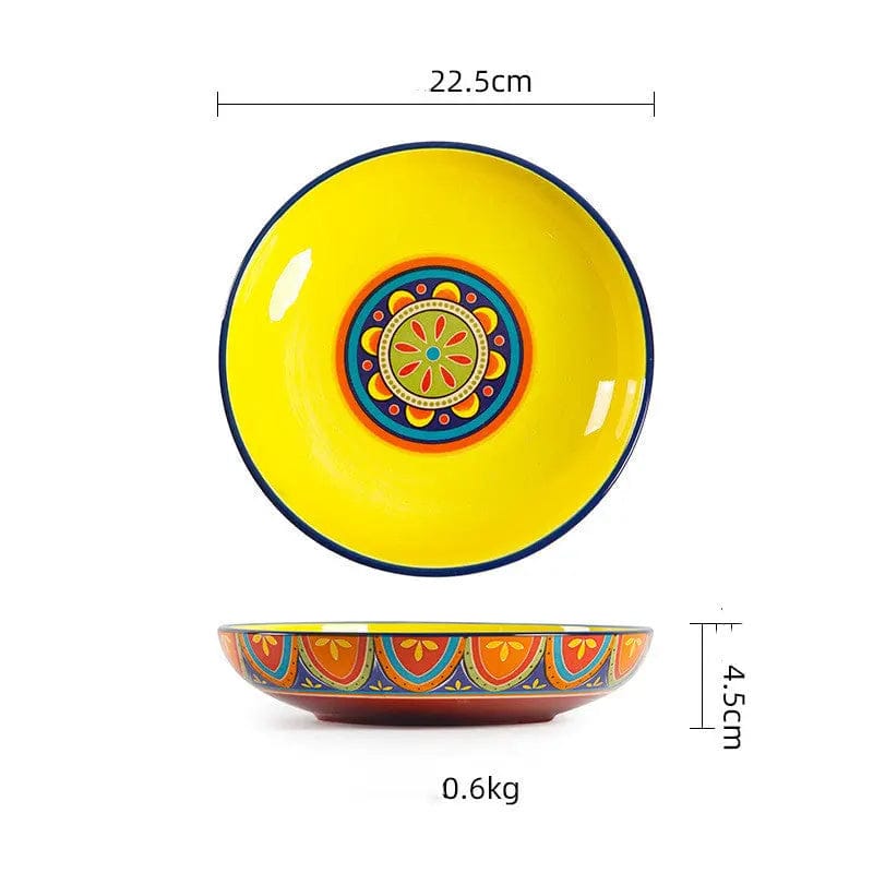 Fiesta Bloom Hand-Painted Ceramic Bowl & Tableware Collection 9inch deep platered by Simple Homes