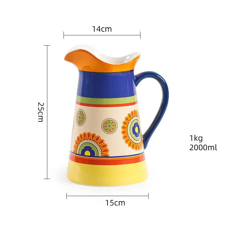 Fiesta Bloom Hand-Painted Ceramic Bowl & Tableware Collection Jug by Simple Homes