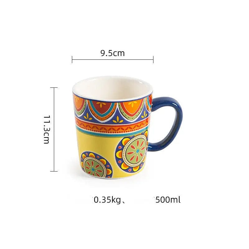 Fiesta Bloom Hand-Painted Ceramic Bowl & Tableware Collection Mug 500ml by Simple Homes