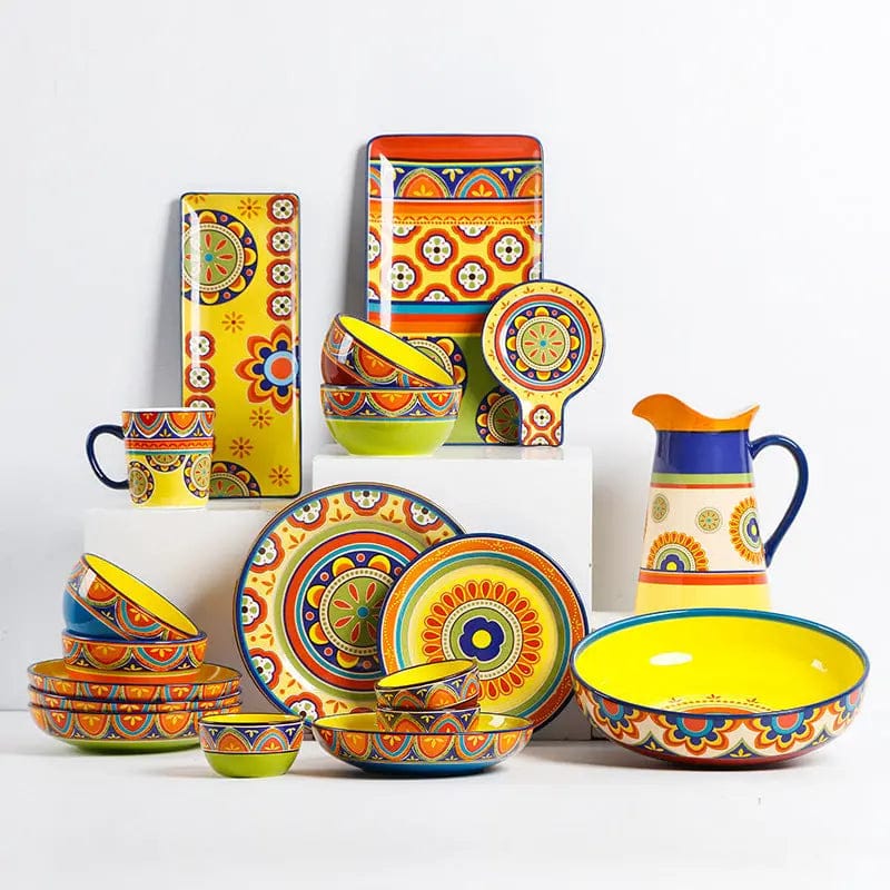 Fiesta Bloom Hand-Painted Ceramic Bowl & Tableware Collection by Simple Homes