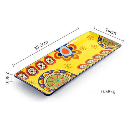 Fiesta Bloom Hand-Painted Ceramic Bowl & Tableware Collection Small 14inch rectangular pla by Simple Homes