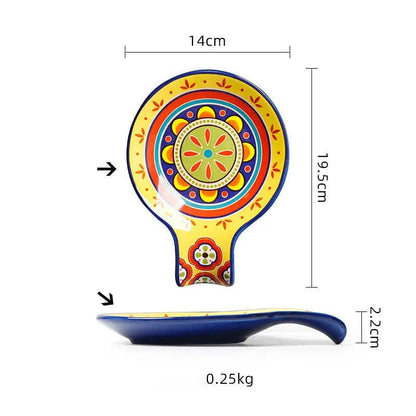 Fiesta Bloom Hand-Painted Ceramic Bowl & Tableware Collection Spoonshaped snack dish by Simple Homes