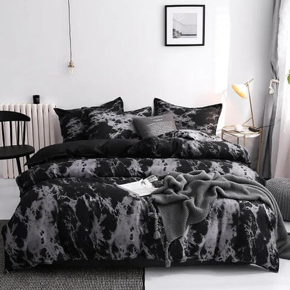 Geometric Pattern Quilt Cover Set with Pillowcases – Antibacterial Ramie Bedding I / DuvetCover135x200cm by Simple Homes