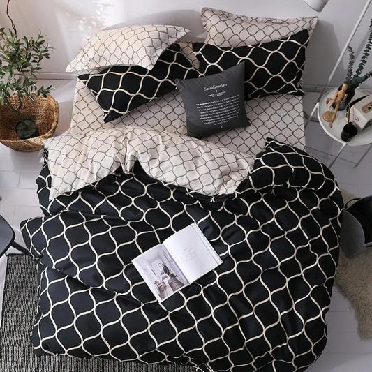 Geometric Pattern Quilt Cover Set with Pillowcases – Antibacterial Ramie Bedding by Simple Homes