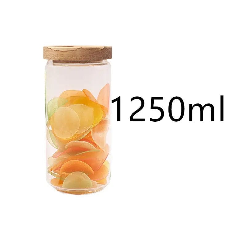 Glass Storage Jars with Wooden Lids – Airtight Borosilicate Kitchen Containers 1250ml by Simple Homes