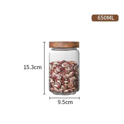 Glass Storage Jars with Wooden Lids – Airtight Borosilicate Kitchen Containers 650ml by Simple Homes