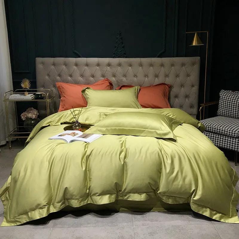 Imperial Elegance – 4-Piece Satin Touch Bedding Set Green / 1.5X1.8M by Simple Homes